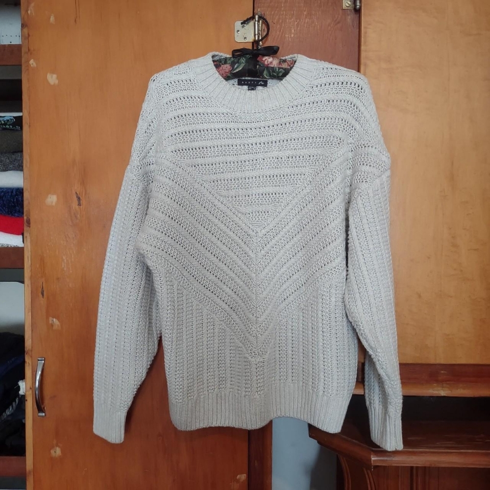 New Rusty Outerwear AU knit Pullover crewneck Grey beige white off white sand